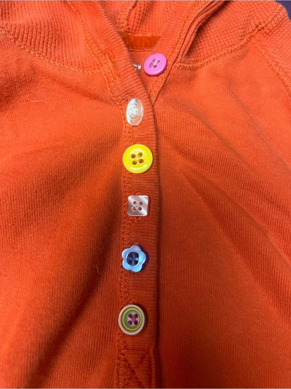 The Children's Place Orange Hooded Knit Top with Pink Buttons